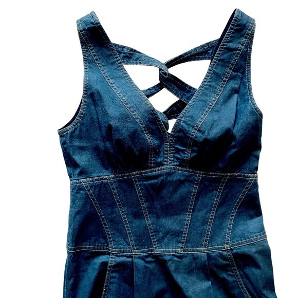 Rare designer Nanette Lepore NWOT Sexy Vintage Denim Dress 90s 00s y2k Bodycon - Picture 8 of 11